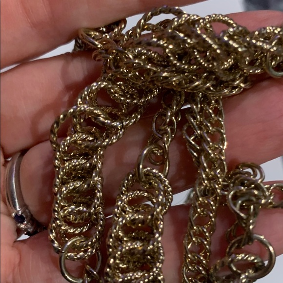 Vintage aged textured gold large and small link chain 40”necklace - Picture 4 of 5